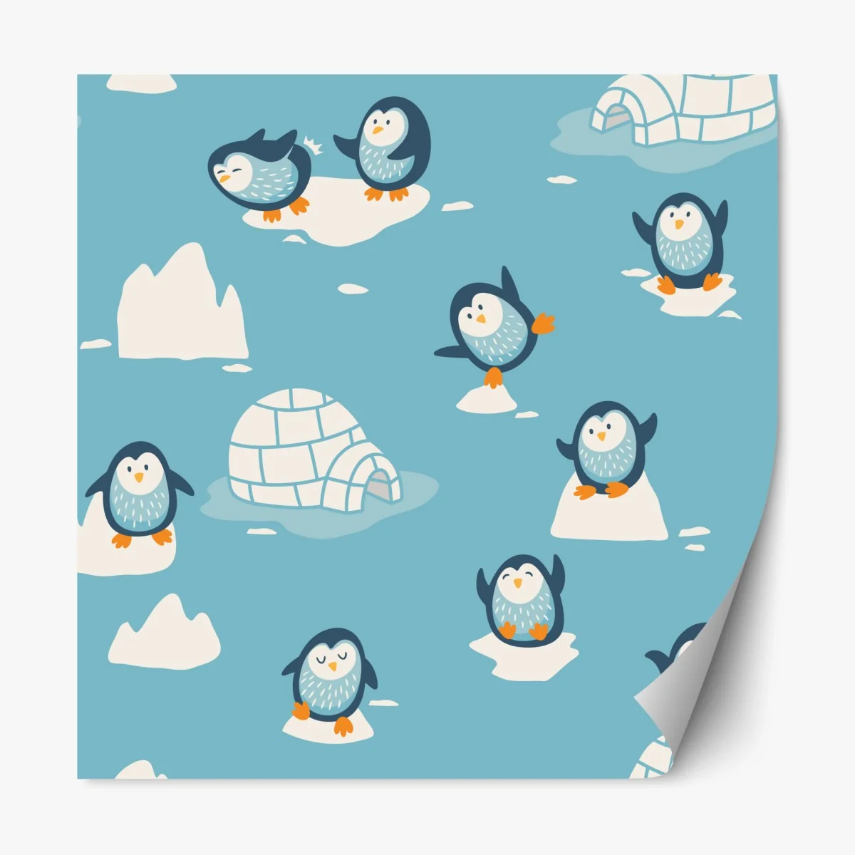 Adesivo riposizionabile pinguini felici sul ghiaccio • Wallissimo® Adesivo riposizionabile pinguini felici sul ghiaccio • Wallissimo®
