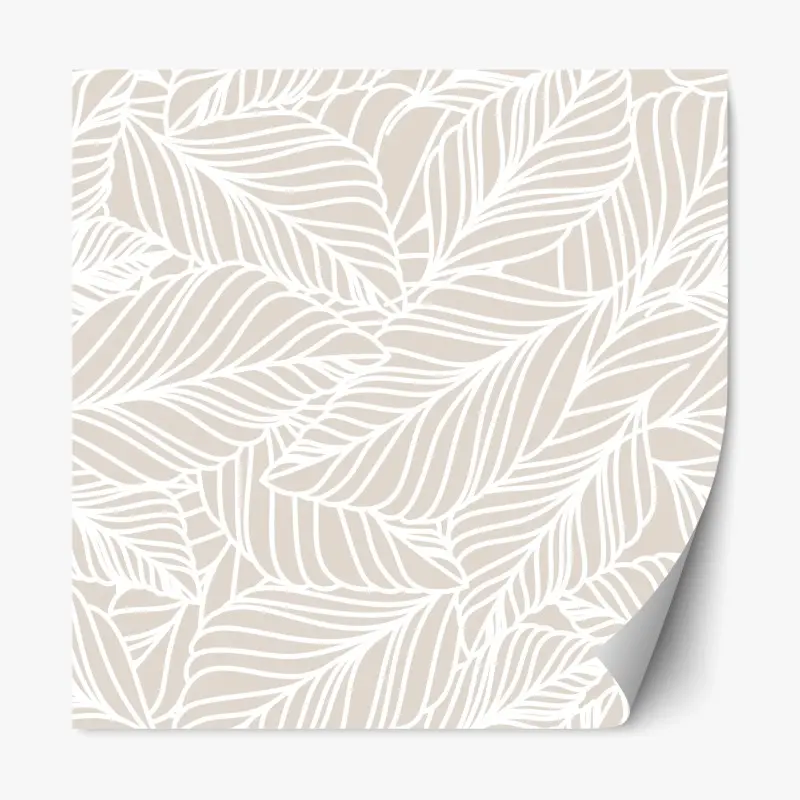 Adesivo riposizionabile motivo foglie beige elegante