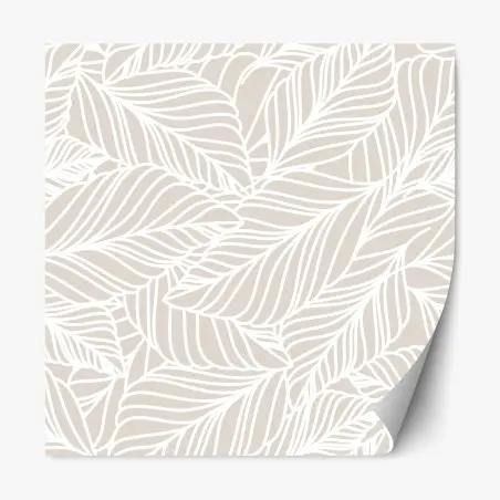 Adesivo riposizionabile motivo foglie beige elegante • Wallissimo®