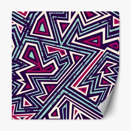 Adesivo riposizionabile motivo geometrico pop retrò a triangoli • Wallissimo®