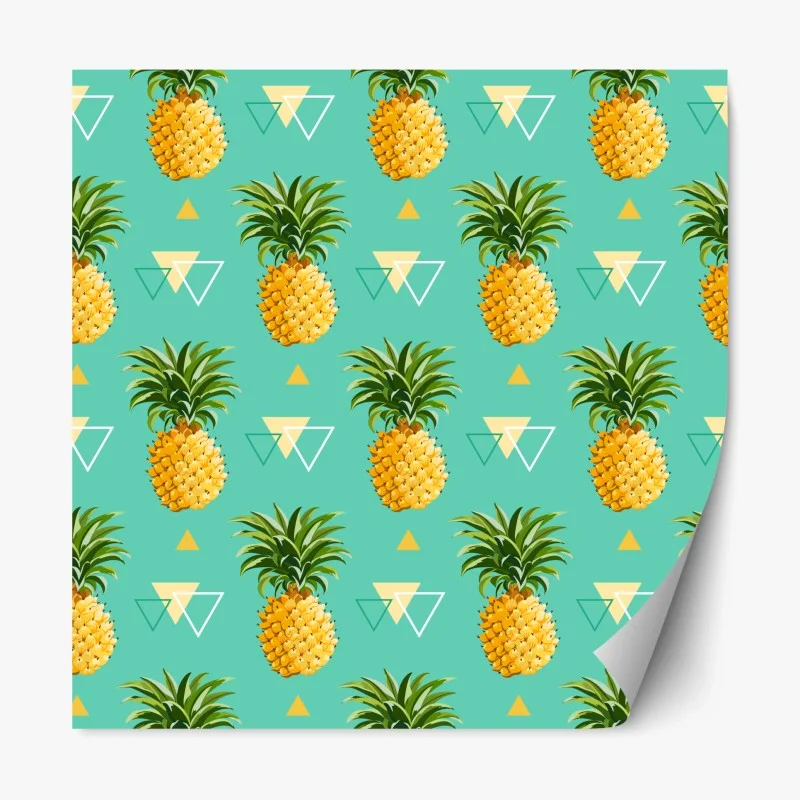 Adesivo riposizionabile motivo ananas tropicale su sfondo turchese