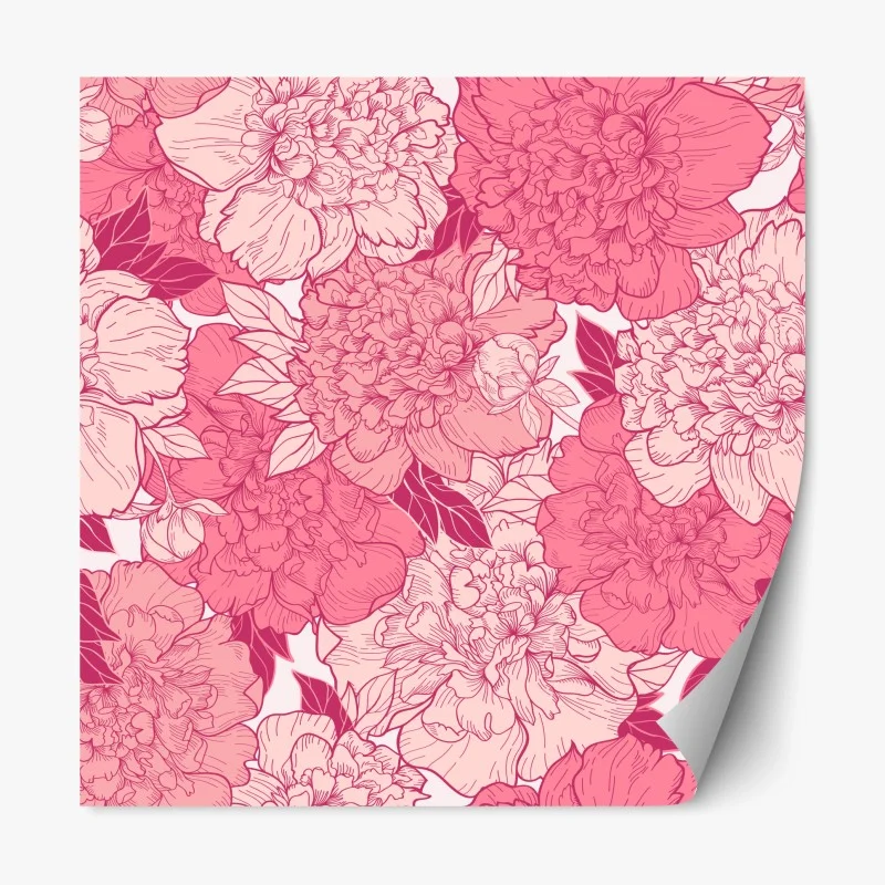Adesivo riposizionabile peonie rosa in fiore