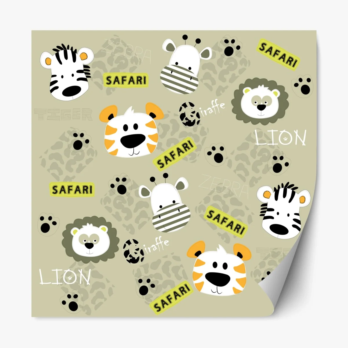Adesivo riposizionabile motivo safari giocoso per cameretta • Wallissimo® Adesivo riposizionabile motivo safari giocoso per cameretta • Wallissimo®