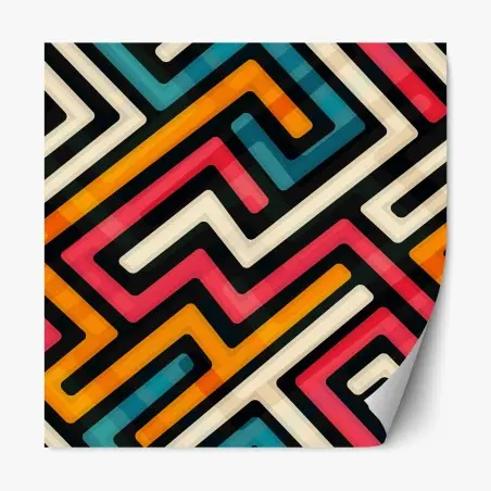 Adesivo riposizionabile motivo geometrico colorato in stile retrò • Wallissimo®
