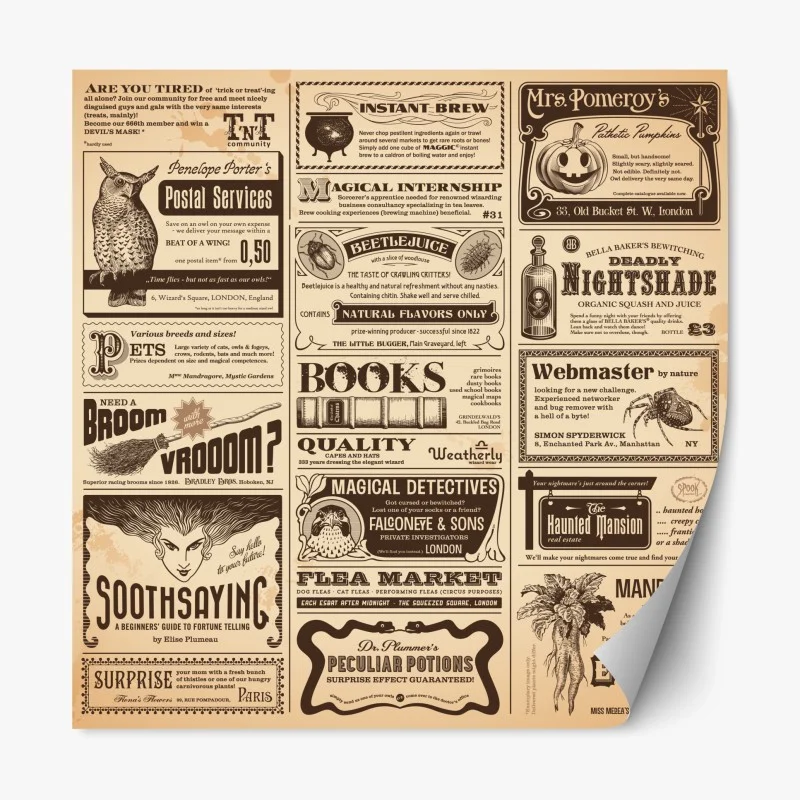 Adesivo riposizionabile manifesto vintage delle curiosità magiche