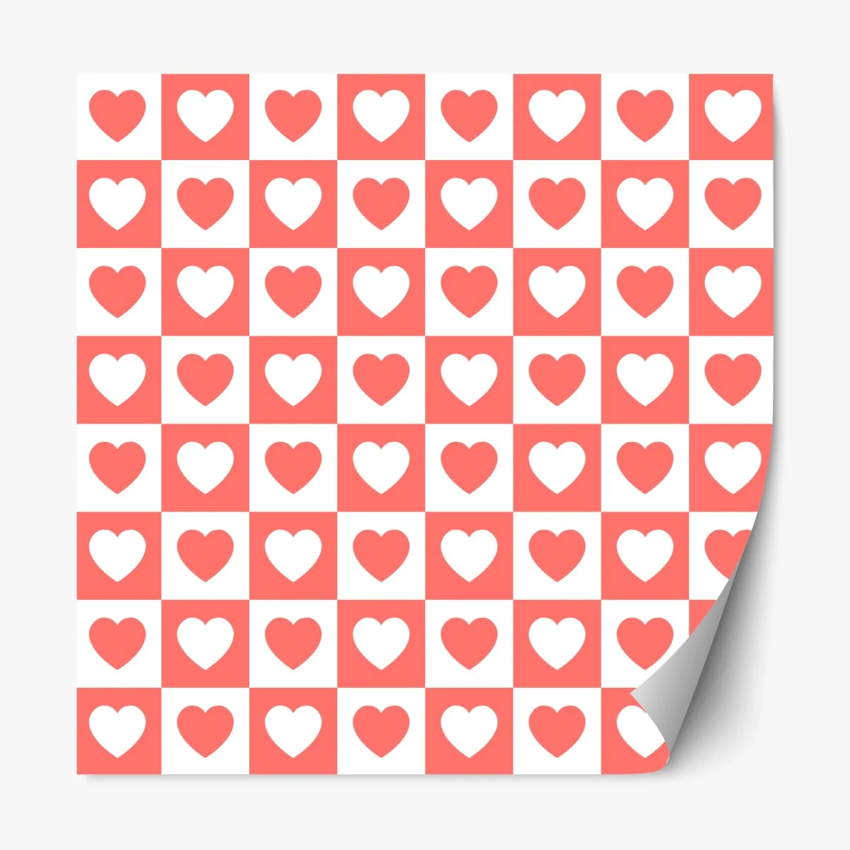 Adesivo riposizionabile motivo a scacchi con cuori rosa • Wallissimo® Adesivo riposizionabile motivo a scacchi con cuori rosa • Wallissimo®