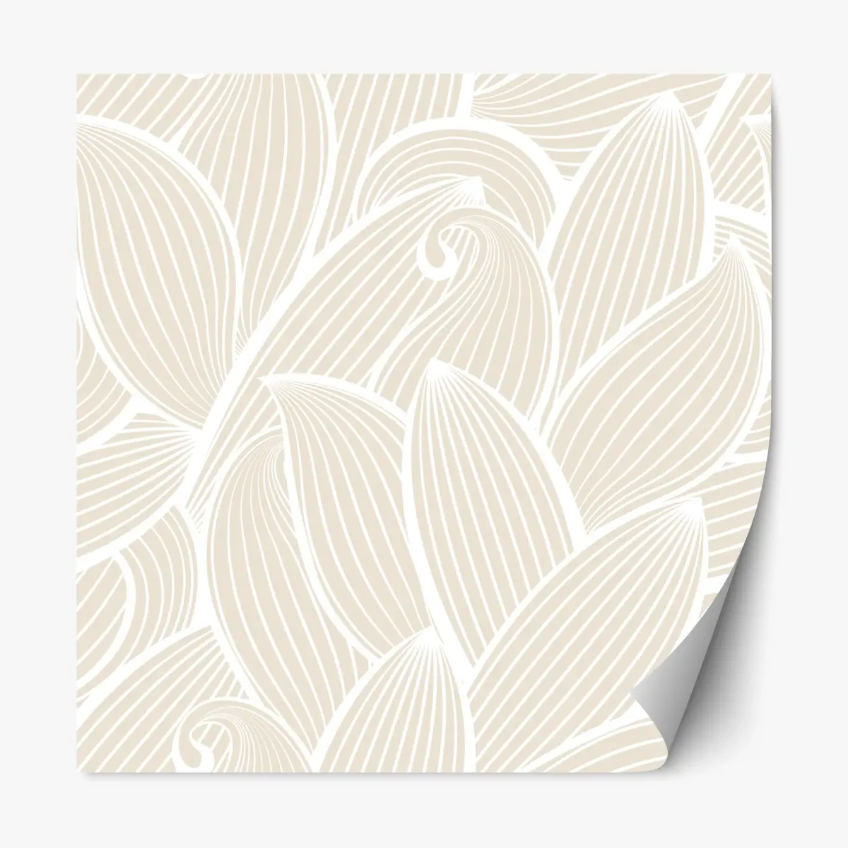Adesivo riposizionabile motivo a foglie minimalista beige e bianco • Wallissimo® Adesivo riposizionabile motivo a foglie minimalista beige e bianco • Wallissimo®