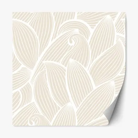 Adesivo riposizionabile motivo a foglie minimalista beige e bianco • Wallissimo®
