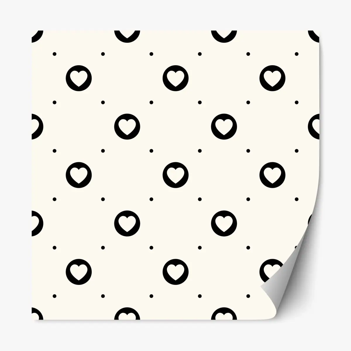 Adesivo riposizionabile motivo di cuori minimal in bianco e nero • Wallissimo®