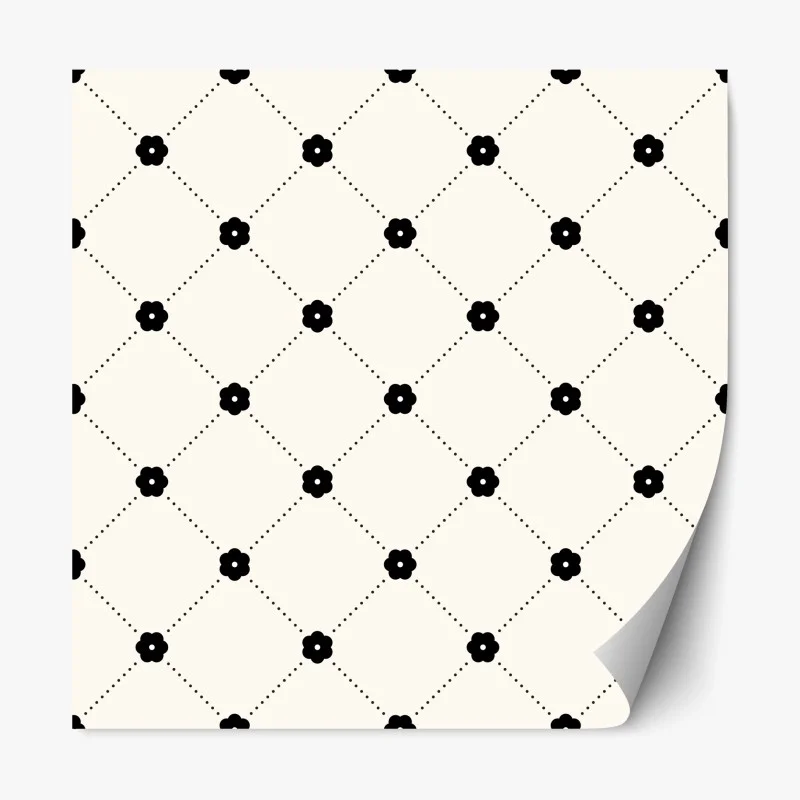 Adesivo riposizionabile pattern floreale geometrico in bianco e nero