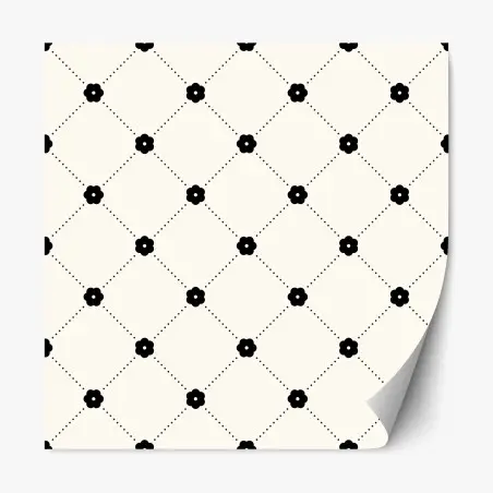 Adesivo riposizionabile pattern floreale geometrico in bianco e nero • Wallissimo®