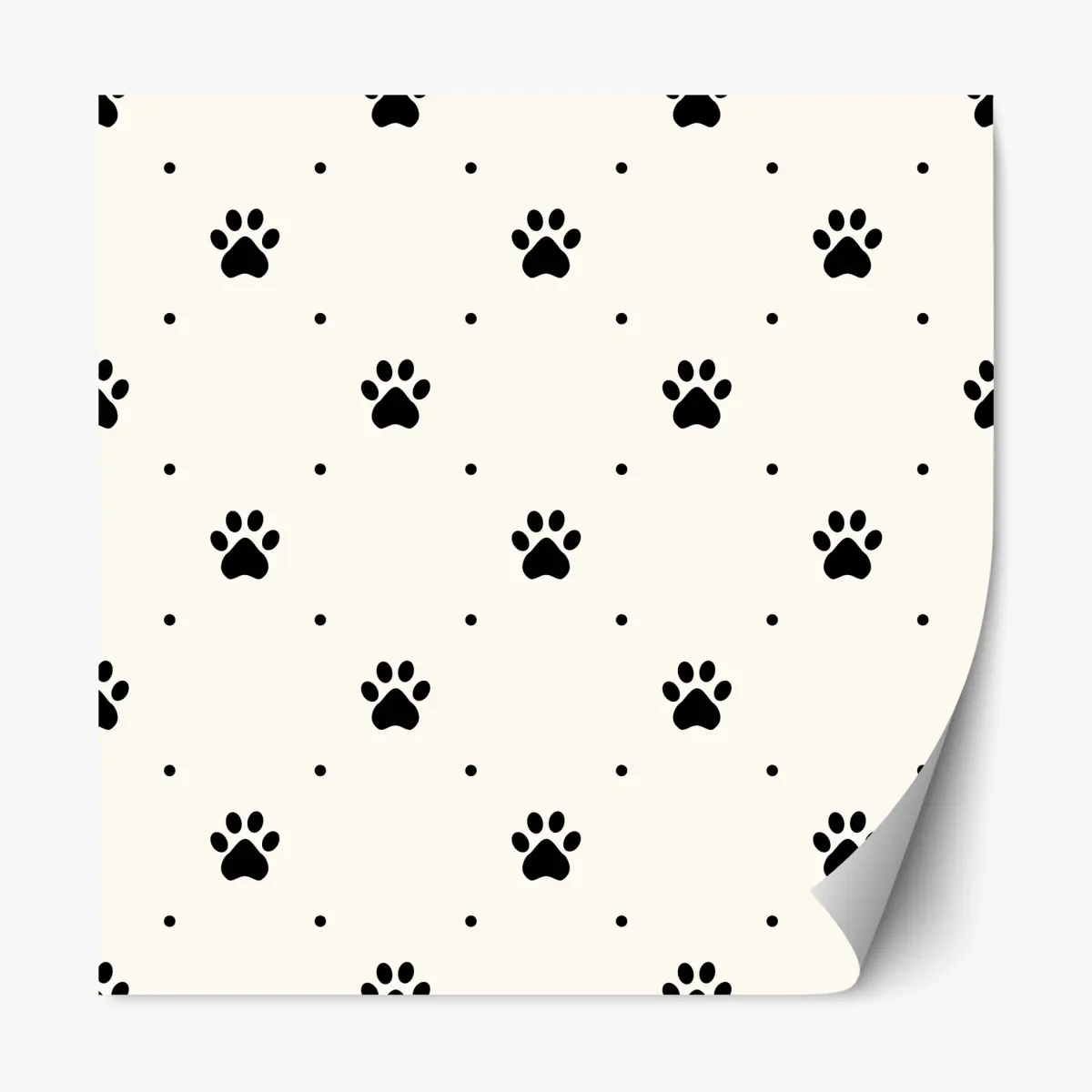 Adesivo riposizionabile motivo di zampe minimal in bianco e nero • Wallissimo®