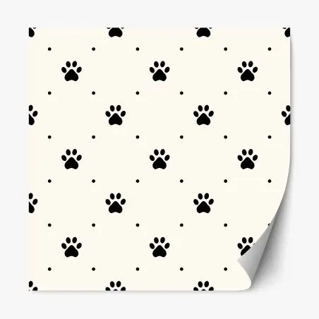 Adesivo riposizionabile motivo di zampe minimal in bianco e nero • Wallissimo®