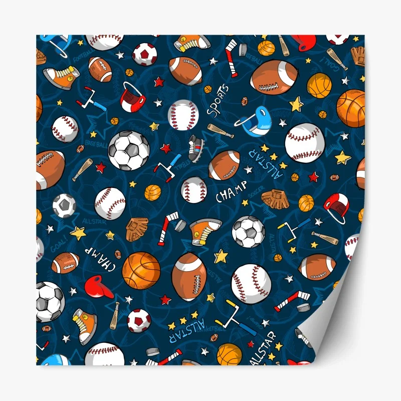 Adesivo riposizionabile motivo sportivo colorato per cameretta