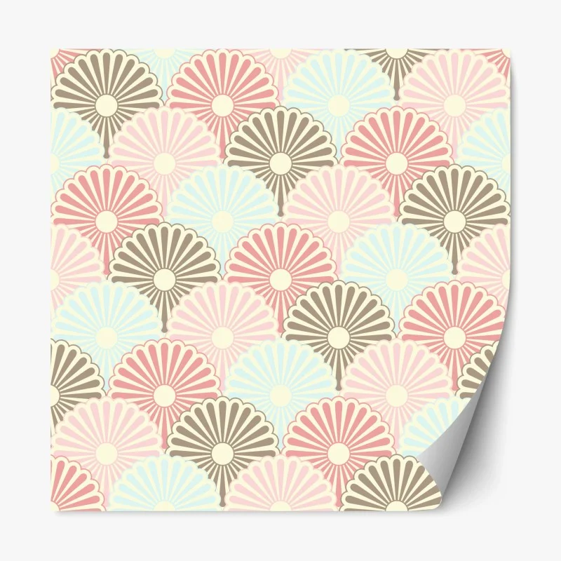 Adesivo riposizionabile motivo a ventaglio pastello vintage ed elegante