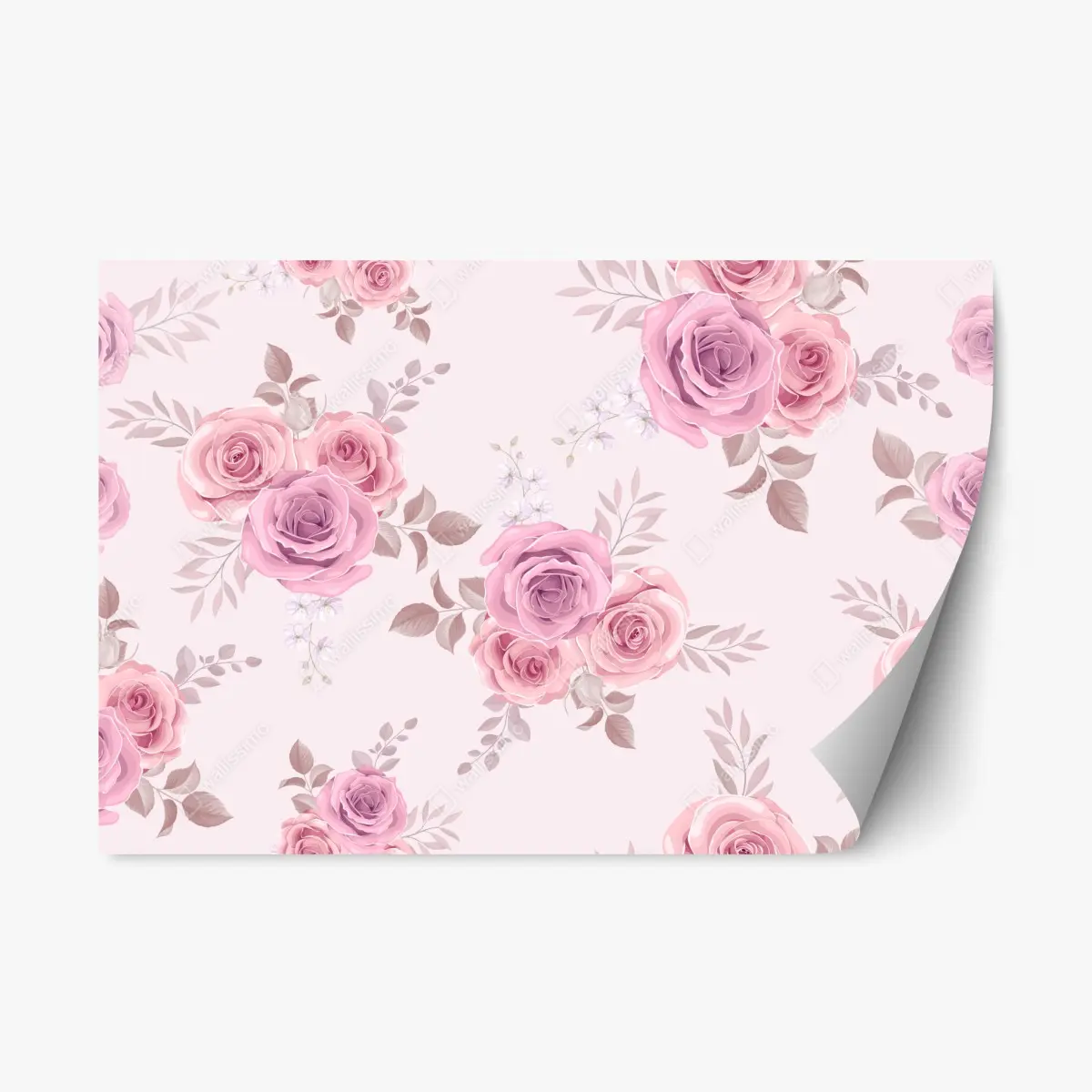 Adesivo riposizionabile bouquet di rose rosa su fondo rosa pastello • Wallissimo® Adesivo riposizionabile bouquet di rose rosa su fondo rosa pastello • Wallissimo®