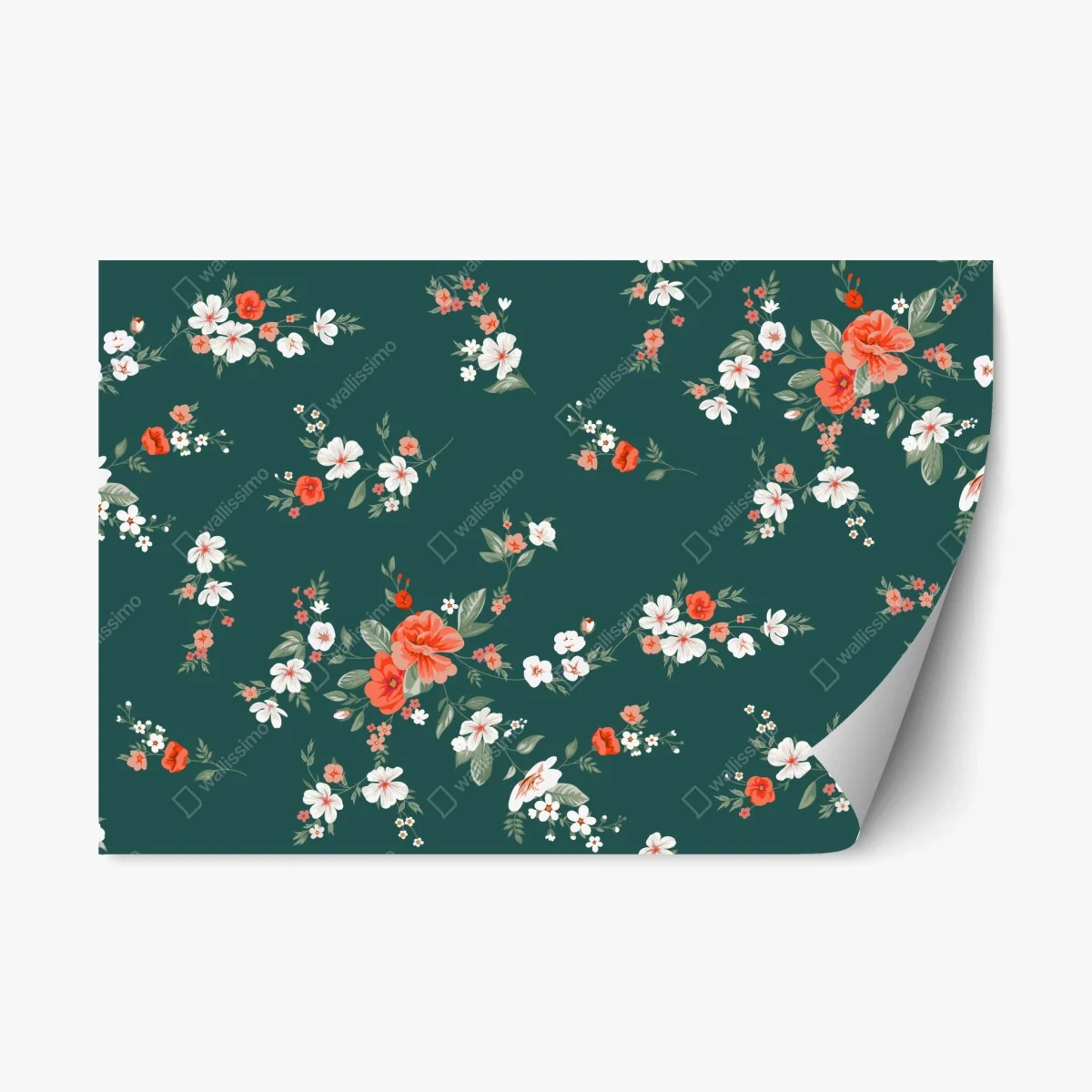 Adesivo riposizionabile motivo floreale elegante su sfondo verde smeraldo • Wallissimo® Adesivo riposizionabile motivo floreale elegante su sfondo verde smeraldo • Wallissimo®