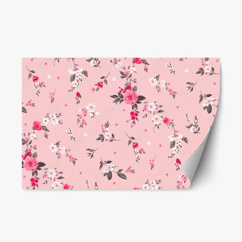 Adesivo riposizionabile motivo floreale rosa pastello elegante