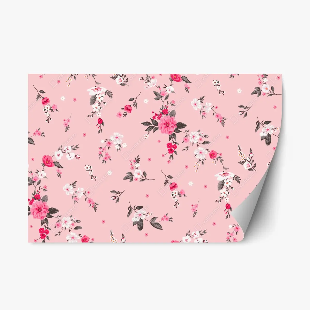 Adesivo riposizionabile motivo floreale rosa pastello elegante • Wallissimo®