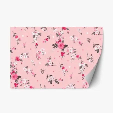 Adesivo riposizionabile motivo floreale rosa pastello elegante • Wallissimo®