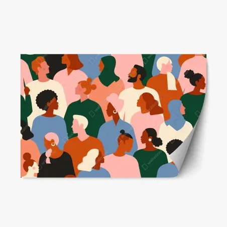 Adesivo riposizionabile mosaico umano di diversità • Wallissimo®