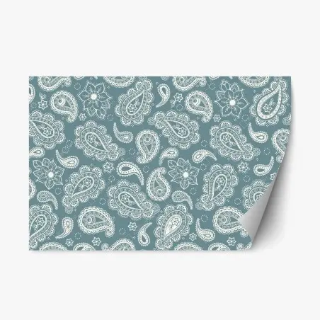 Adesivo riposizionabile motivo paisley turchese elegante • Wallissimo®