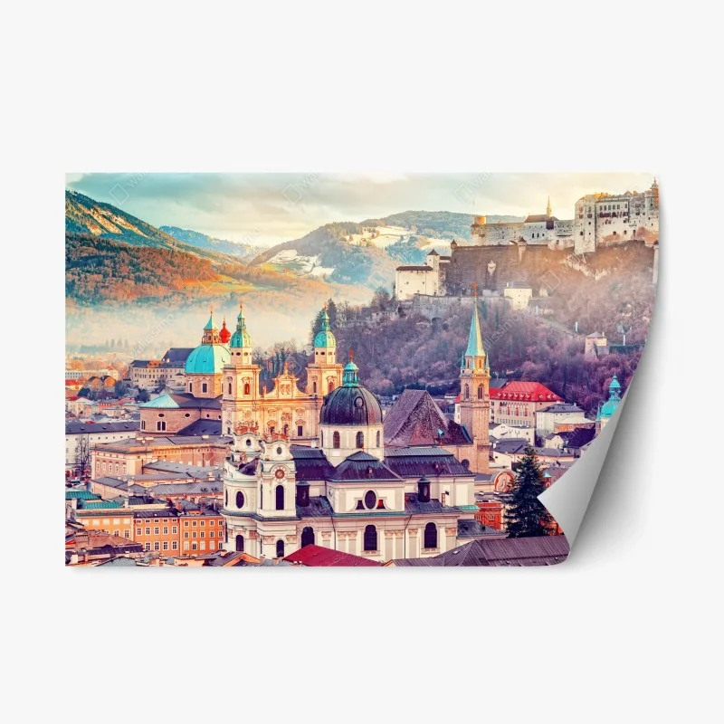 Adesivo riposizionabile panorama storico di Salisburgo al tramonto