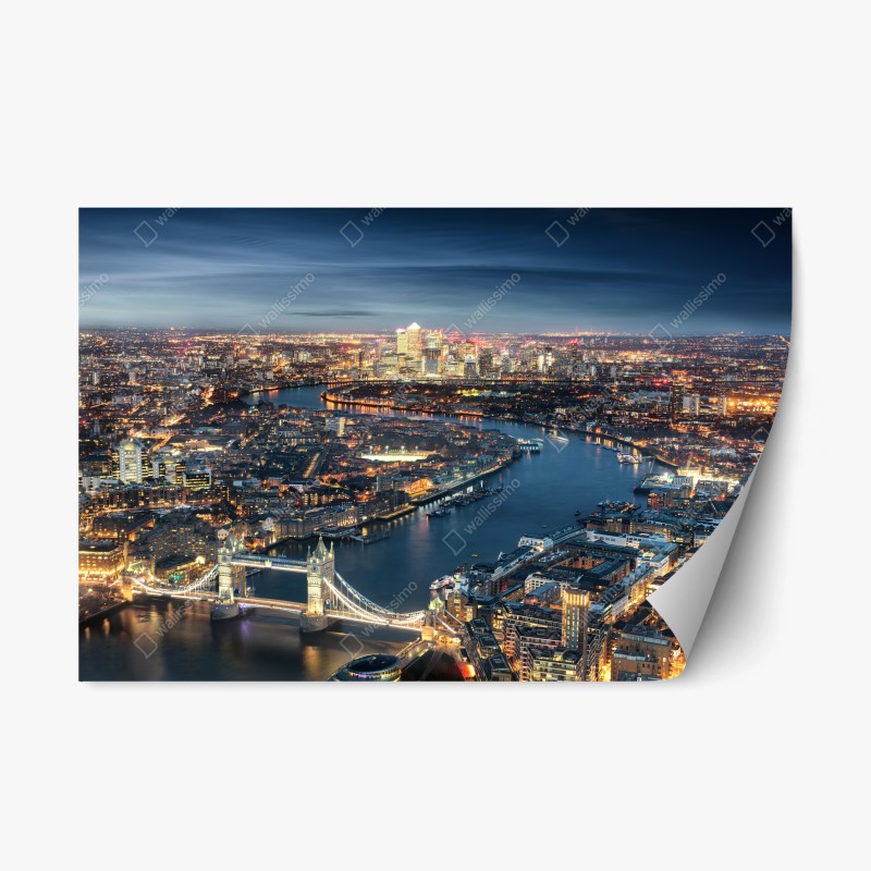 Adesivo riposizionabile panorama notturno di Londra con Tower Bridge