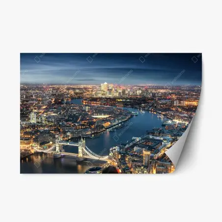Adesivo riposizionabile panorama notturno di Londra con Tower Bridge • Wallissimo®