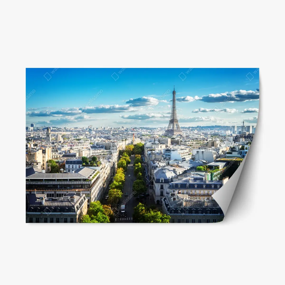 Adesivo riposizionabile ampio panorama di Parigi con Tour Eiffel • Wallissimo®