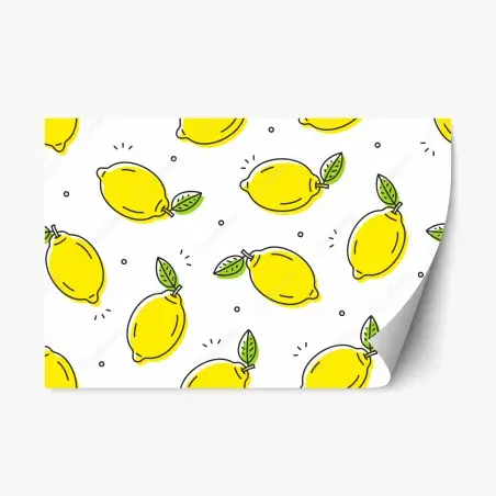 Adesivo riposizionabile motivo limoni estivo colorato • Wallissimo®