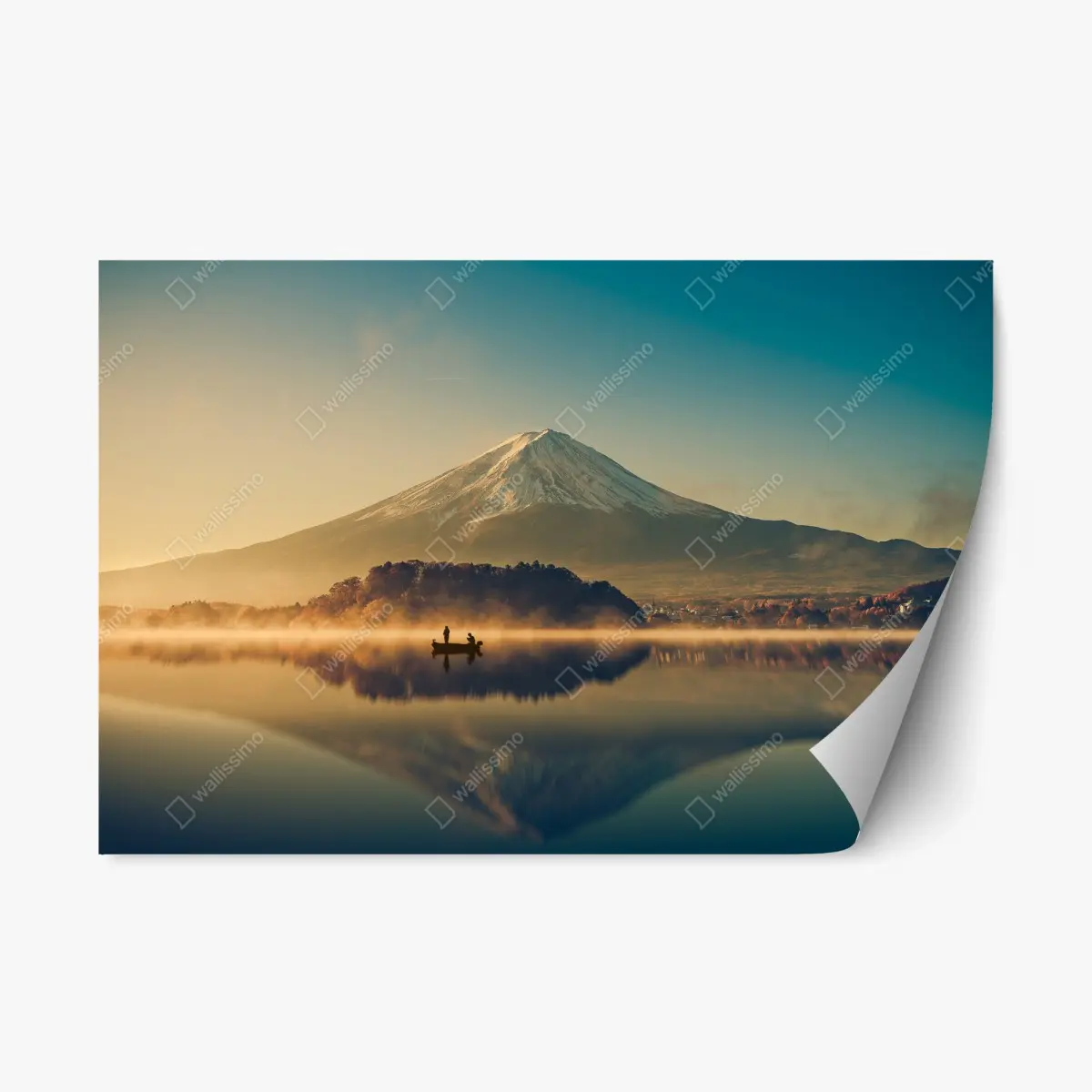 Adesivo riposizionabile mattina dorata sul Monte Fuji e sul Lago Kawaguchiko • Wallissimo® Adesivo riposizionabile mattina dorata sul Monte Fuji e sul Lago Kawaguchiko • Wallissimo®