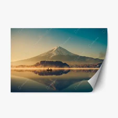 Adesivo riposizionabile mattina dorata sul Monte Fuji e sul Lago Kawaguchiko • Wallissimo®