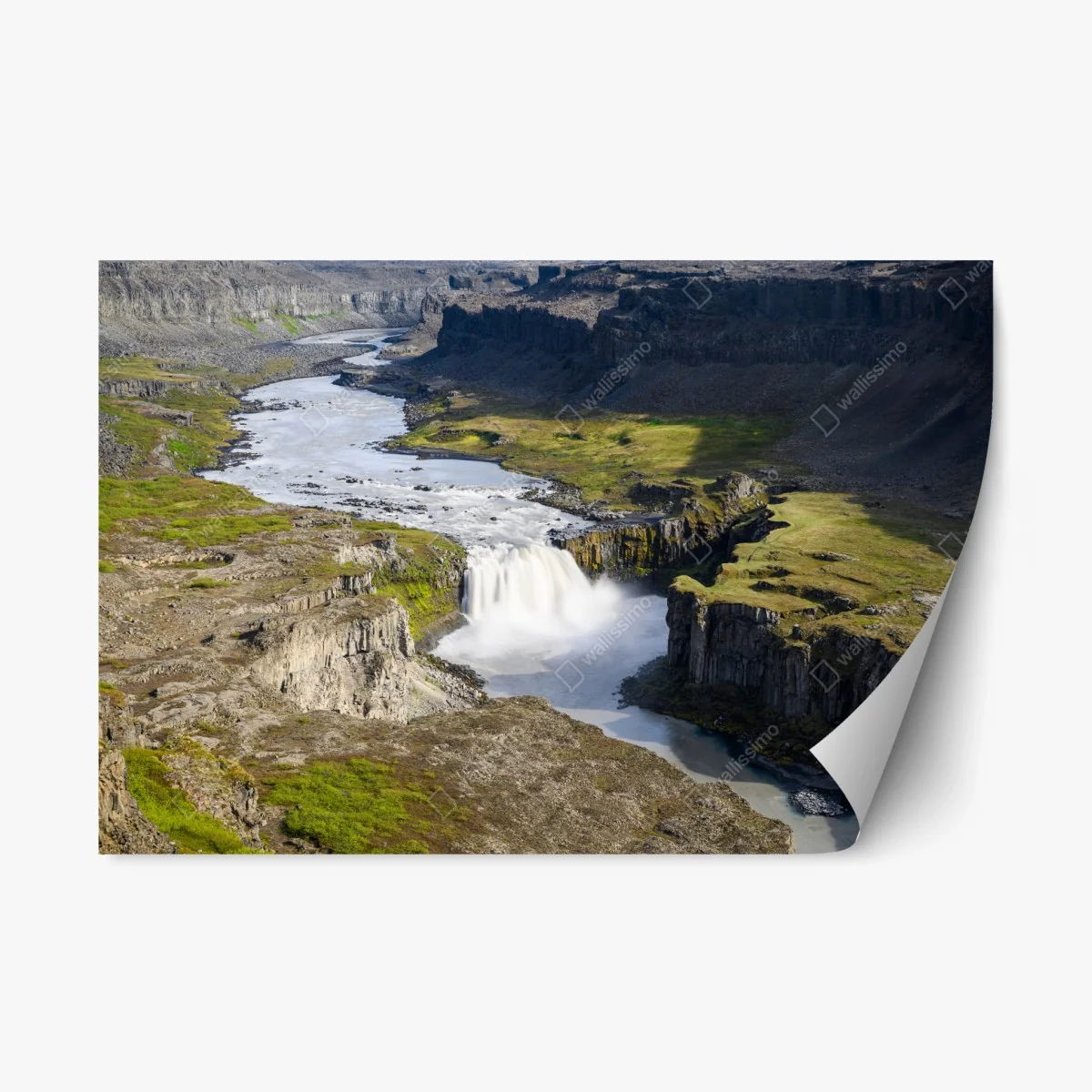 Adesivo riposizionabile cascata maestosa nel canyon dell'Islanda • Wallissimo® Adesivo riposizionabile cascata maestosa nel canyon dell'Islanda • Wallissimo®