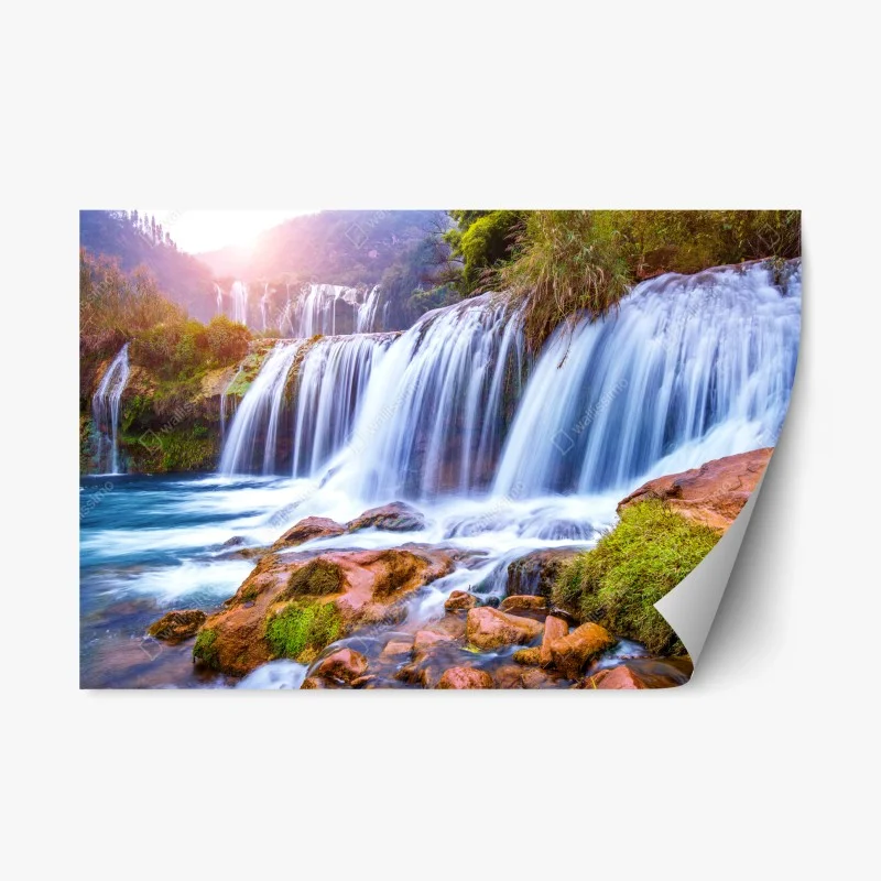 Adesivo riposizionabile panorama sereno della cascata di Jiulong a Luoping, Cina • Wallissimo® Adesivo riposizionabile panorama sereno della cascata di Jiulong a Luoping, Cina • Wallissimo®