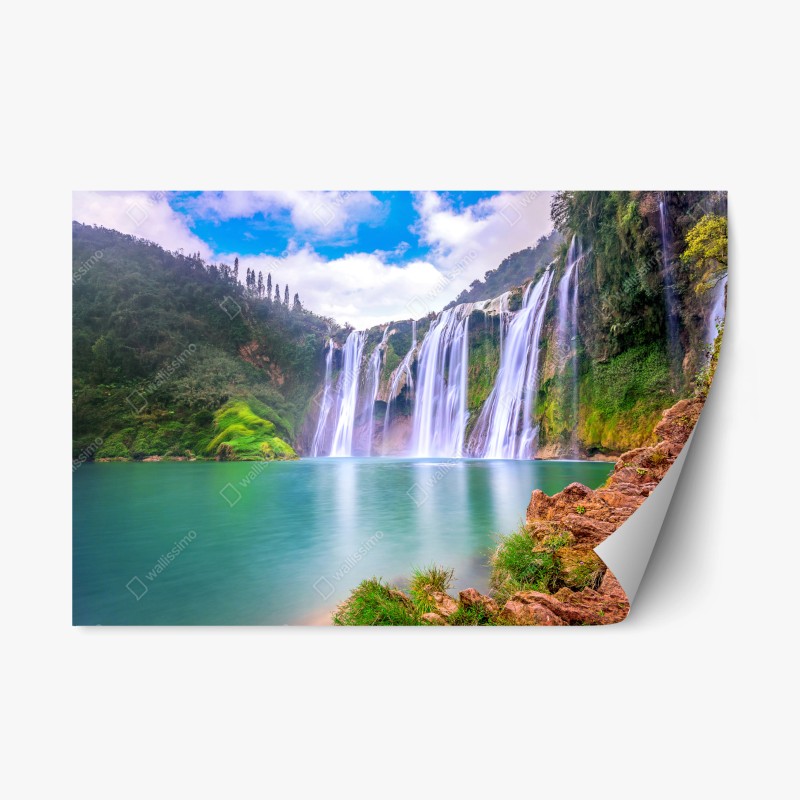 Adesivo riposizionabile panorama di cascata di Jiulong a Luoping, Cina
