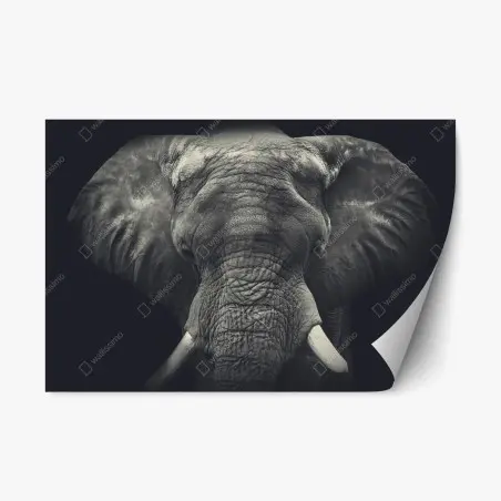Adesivo riposizionabile elefante maestoso ritratto monocromatico • Wallissimo®