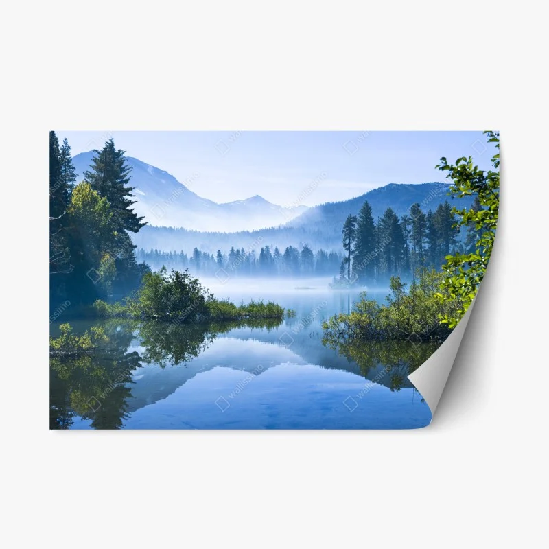 Adesivo riposizionabile paesaggio di lago montano all'alba