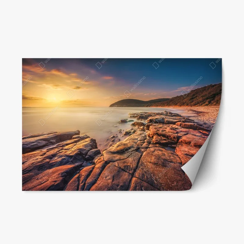 Adesivo riposizionabile tramonto dorato a Cala Violina, Maremma