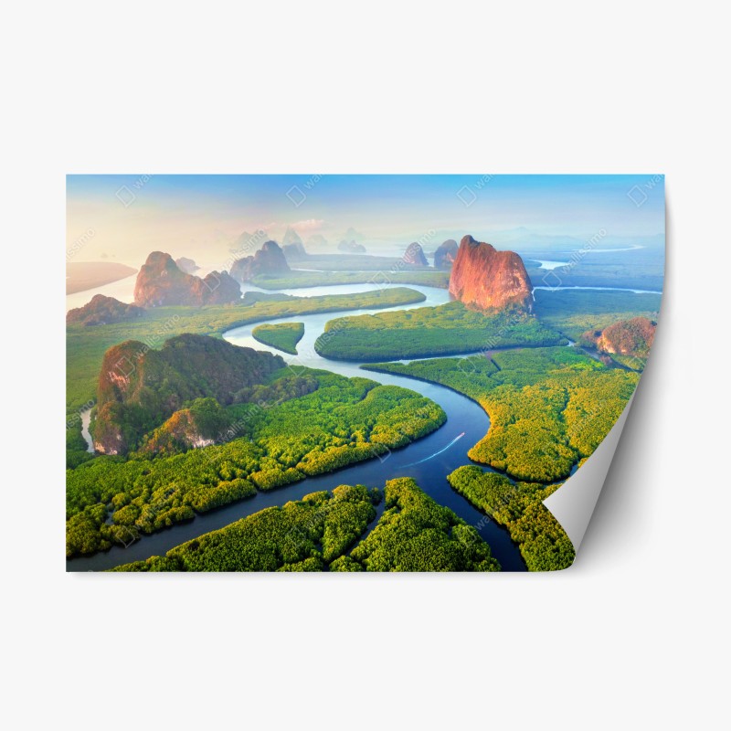 Adesivo riposizionabile alba dorata sulla baia di Phang Nga, Thailandia