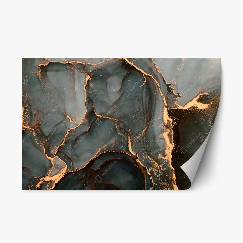 Adesivo riposizionabile onde dorate astratte