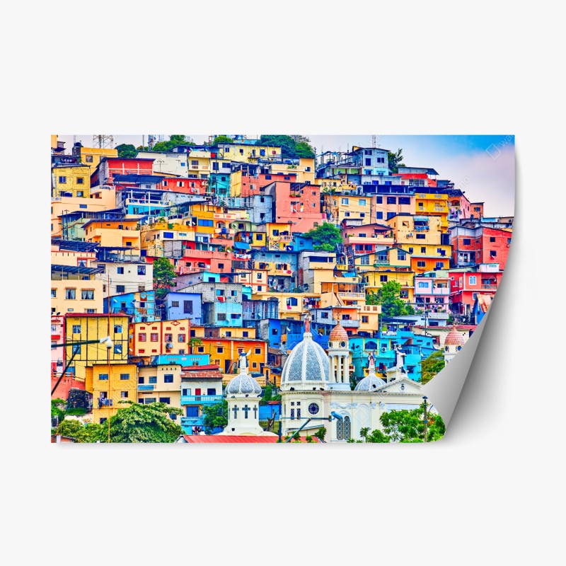 Adesivo riposizionabile panorama colorato di Las Penas a Guayaquil
