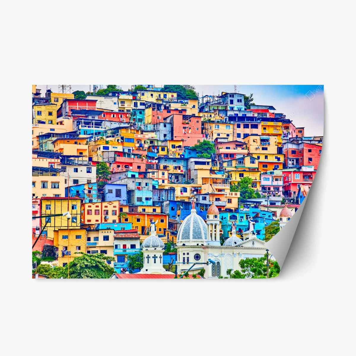 Adesivo riposizionabile panorama colorato di Las Penas a Guayaquil • Wallissimo® Adesivo riposizionabile panorama colorato di Las Penas a Guayaquil • Wallissimo®