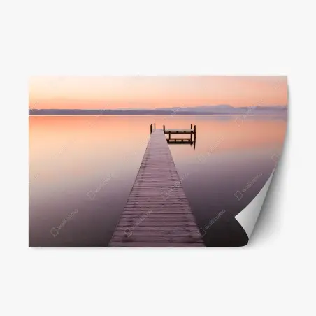 Adesivo riposizionabile molo verso l'orizzonte al tramonto • Wallissimo®
