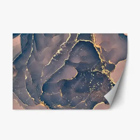 Adesivo riposizionabile marmo liquido con venature dorate • Wallissimo®