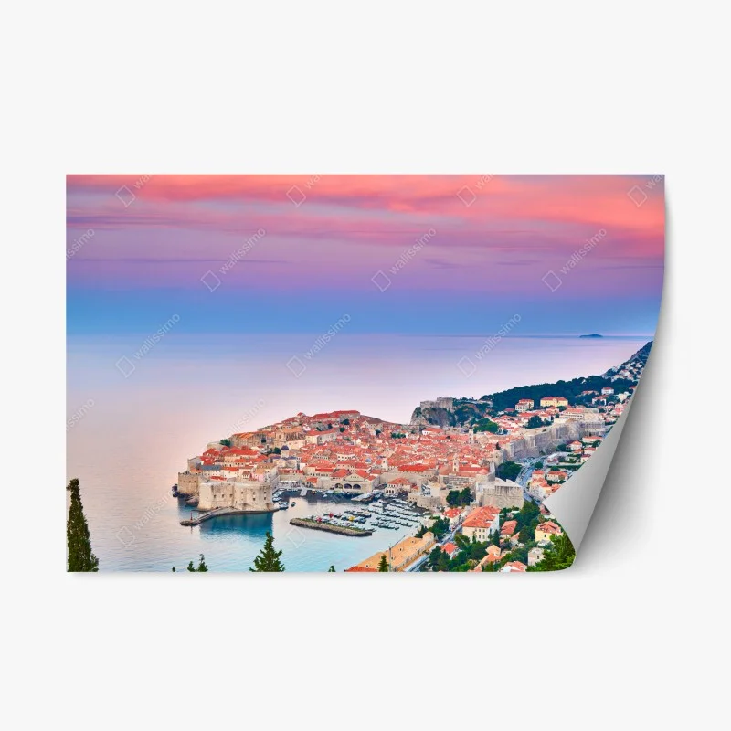 Adesivo riposizionabile tramonto sulle mura di Dubrovnik