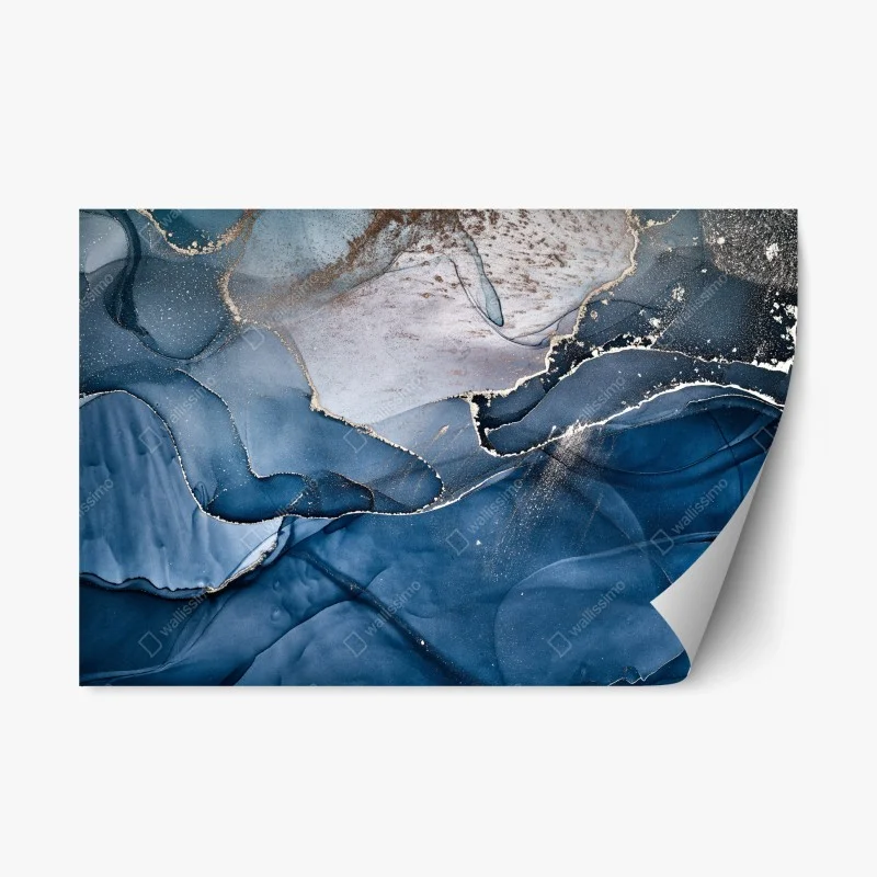 Adesivo riposizionabile abissi dorati: trama astratta in inchiostro ad alcool