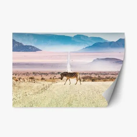 Adesivo riposizionabile zebra che attraversa la strada infinita • Wallissimo®