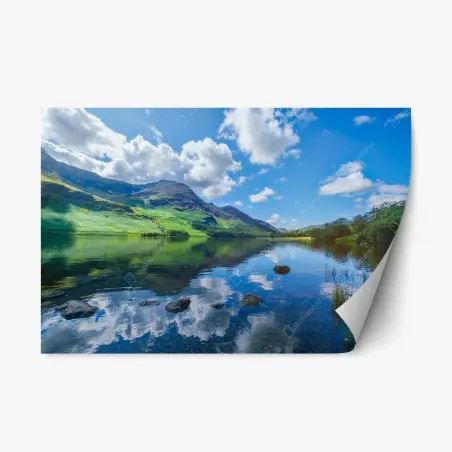 Adesivo riposizionabile riflessi delle montagne sul lago, Lake District • Wallissimo®