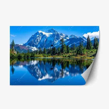 Adesivo riposizionabile riflessi alpini sul lago • Wallissimo®